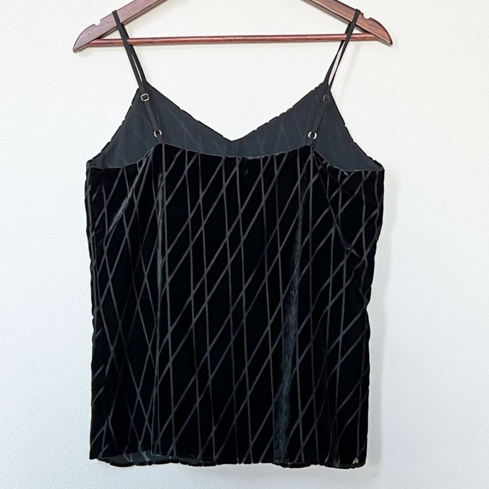 Ann Taylor Black Diamond Argyle Pattern Velvet Drapey Cami Top Small S $80 Lined - Picture 12 of 14